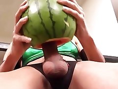 melon enjoyment fetish mint shemale watermelon fruit insertion nylons hair